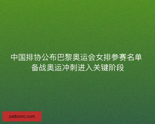 中国排协公布巴黎奥运会女排参赛名单 备战奥运冲刺进入关键阶段