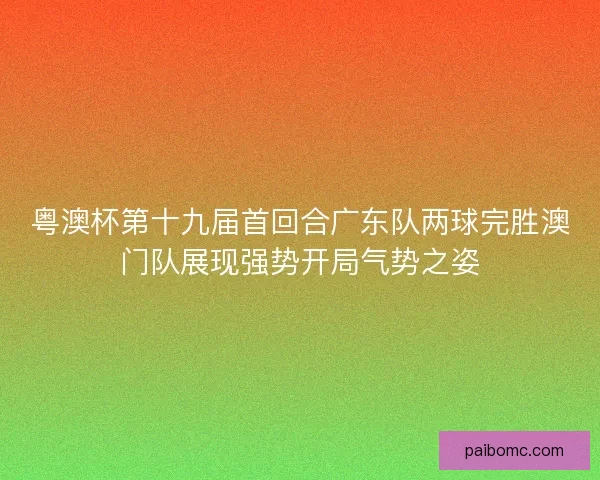 粤澳杯第十九届首回合广东队两球完胜澳门队展现强势开局气势之姿